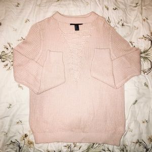 Cable knit pink sweater